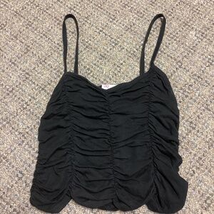 SO Black Ruched Spaghetti Strap Tank Top * Size Juniors Small
